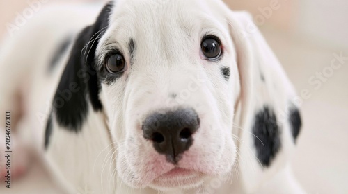 Cute puppy with big eyes looking forward