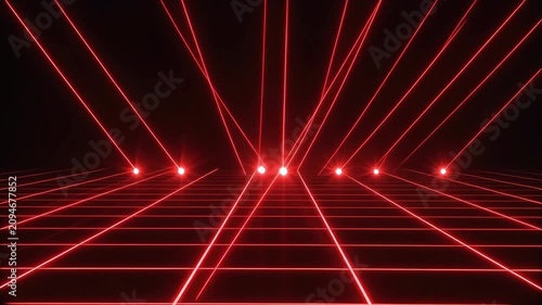 Red laser grid with glowing lights animation