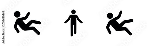 Obraz na plátně Slippery floor and falling person icons set