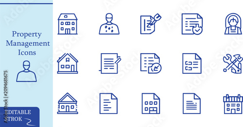 Canvastavla Property Management Line Icon Set for Real Estate Software