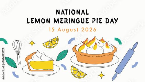Foto Decorative illustration celebrating national lemon meringue pie day with tasty t