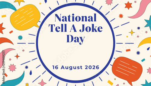 Bilde på lerret National tell a joke day banner with colorful celebratory festive elements