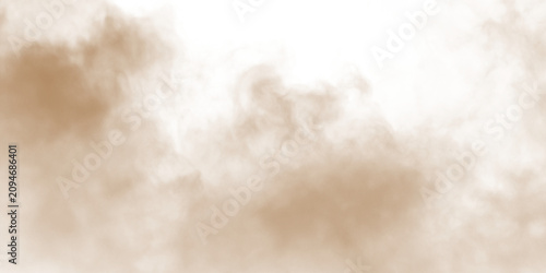 Cuadro en lienzo Brown dust sand soil and smoke particle cloud, isolated on transparent white backdrop