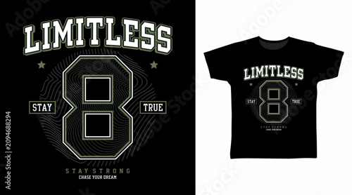 Limitless 8 Typography for print on t-shirt and other uses.