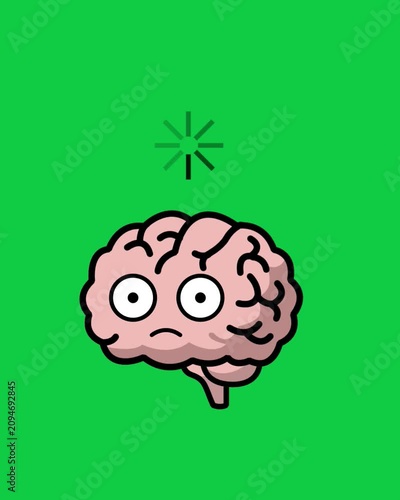 a brain with a face looking confused animation