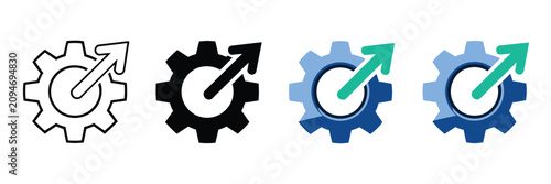 Operational excellence vector icon, production growth symbols, efficiency indicators, business performance, process improvement, productivity management, editable illustration, transparent background.