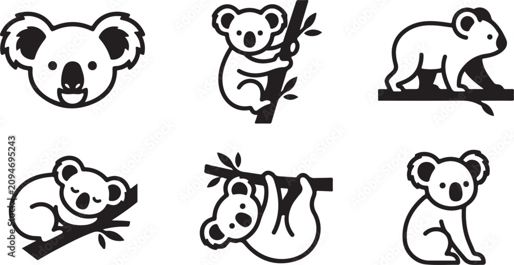 Obraz premium Cute koala and wallaby vector illustrations in playful poses Vector