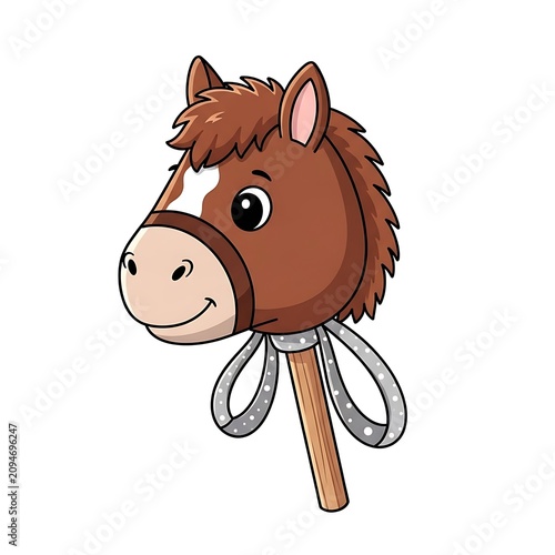 Cute Brown Hobby Horse Toy Isolated on White Background