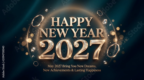 Happy New Year 2027 wishing card