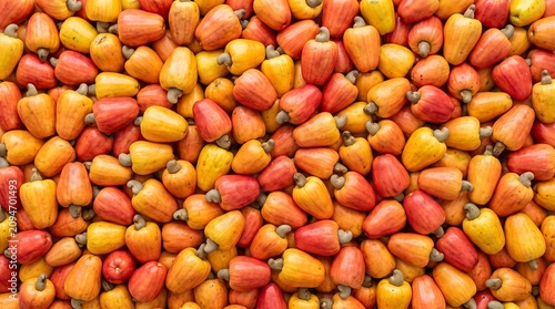 Cashew Fruits Pattern Background, Full Frame Dense Texture