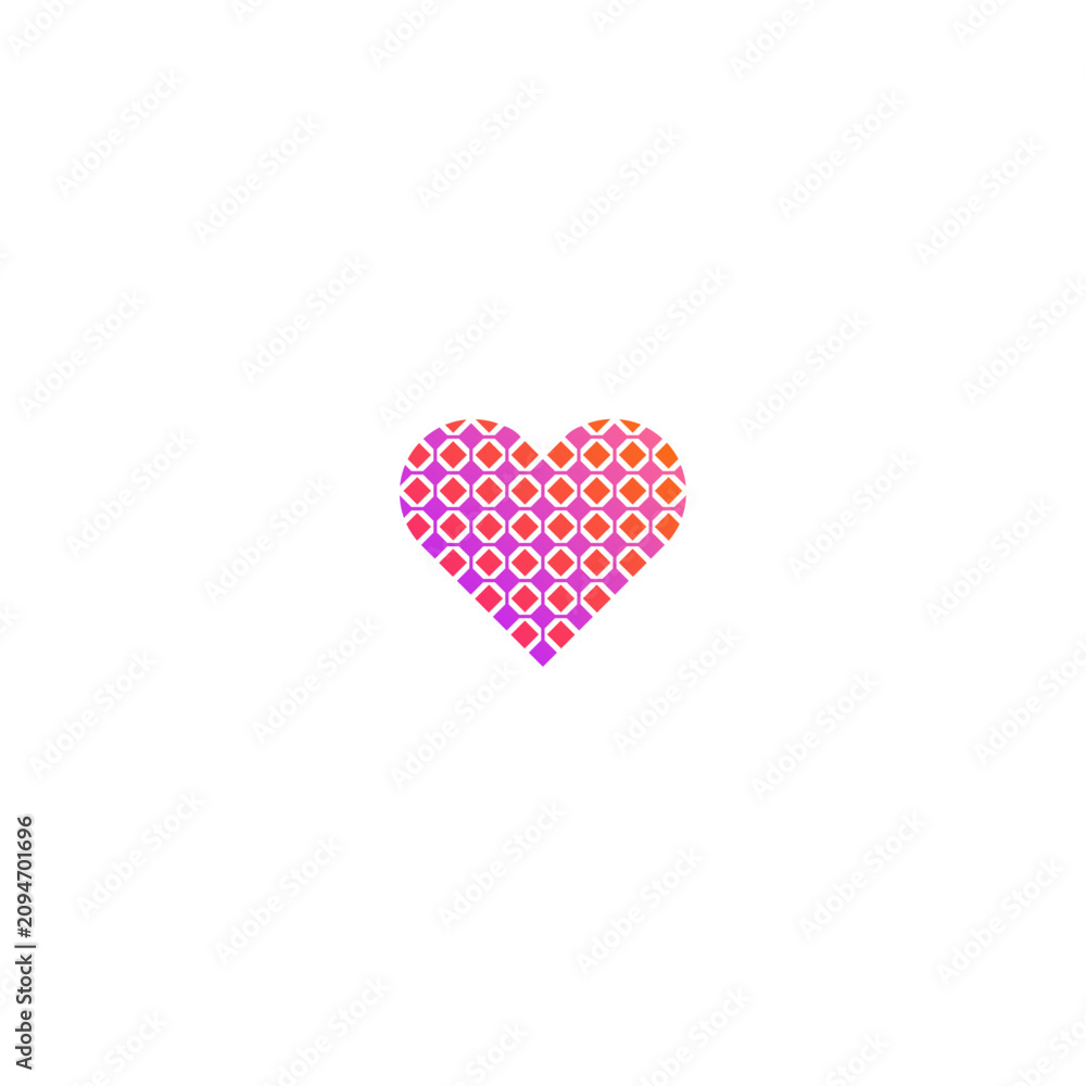 Obraz premium Heart made of connected squares logo.