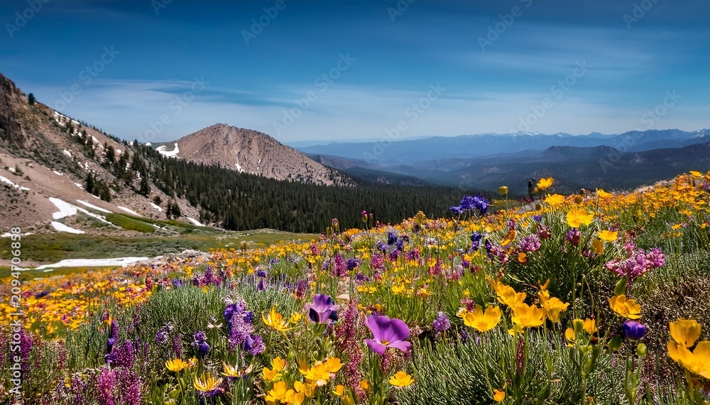 Obraz premium Usa California Wildflowers Bloom On The Eastern Escarpment Of The Sierra Nevada Mountains