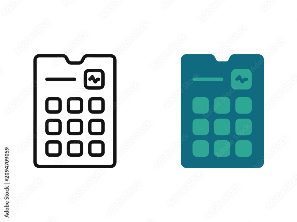 Naklejka premium Modern mobile app interface calculator and data input control icons