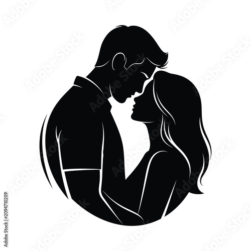 Foto Silhouette couple embracing tenderly during sunset with soft glow conveying deep