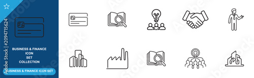 Professional human resources and teamwork icon collection with partnership handshake signs.