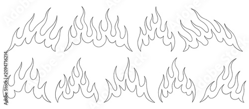Konstfotografi Minimalistic fire line drawings isolated on a transparent background
