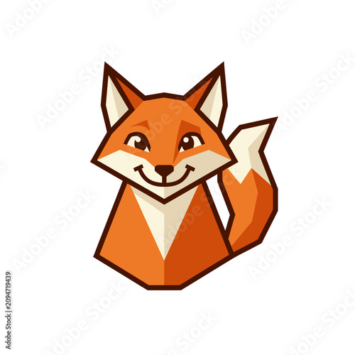 Фотография Geometric cartoon fox smiling face.