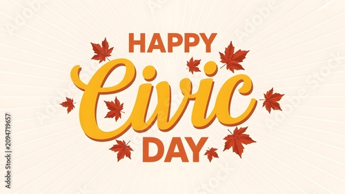 Happy civic holiday illustration with maple leaves festive august long weekend design