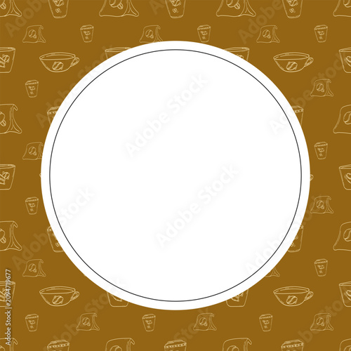 circle frame of coffee beans. doodle coffee frame. coffee beans background