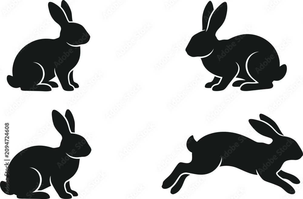 Obraz premium Vectors of rabbits tending in different positions and movements