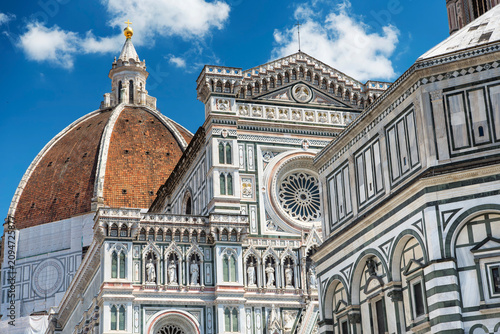 The landmark baptistery of saint john and cathedral of santa maria del fiore in Florence italy