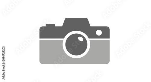 Bild auf Leinwand Light gray camera icon with lens detail.