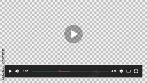 Bild auf Leinwand Multimedia video player mockup with transparent screen, play video window with n