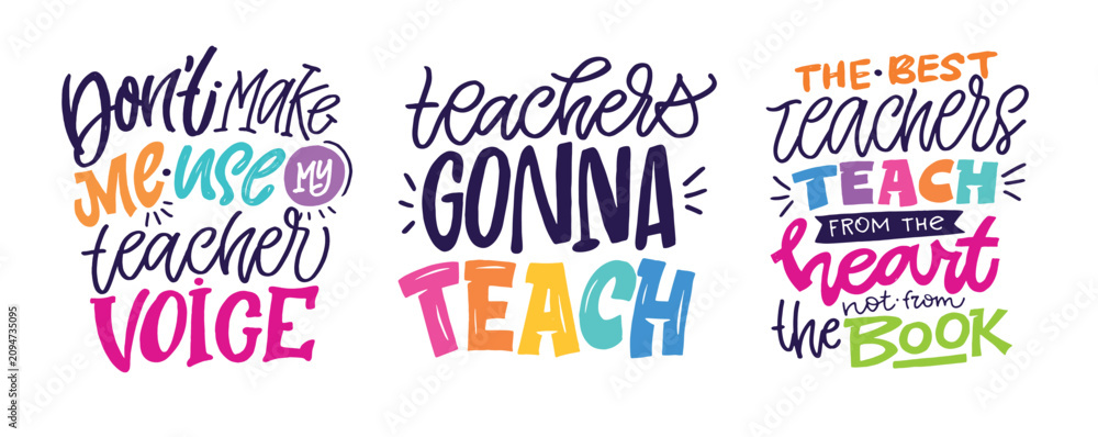 Obraz premium Back to School. Funny hand drawn doodle lettering quote about Teaching. Lettering for t-shirt design, mug print, bag print, clothes fashion. 100% hand drawn vector image.