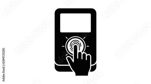 Fingerprint scanner on smartphone icon vector illustration