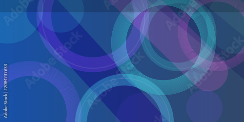 Quadro em tela Elegant background with concentric circular line patterns and gradient blue overlapping shapes for sophisticated visual display