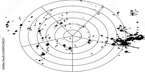 Fotografija Target Practice Bullseye With Bullet Holes and Ink Splatter on Concentric Rings
