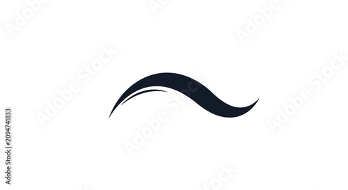 Minimal black curved wave stroke on white