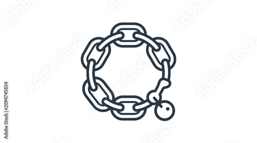 Interconnected Metal Chain Links Forming Circle with Charm Icon