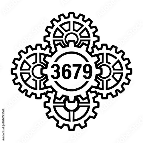 Interlocking Gears with Number 3679 in Center - Industrial Concept