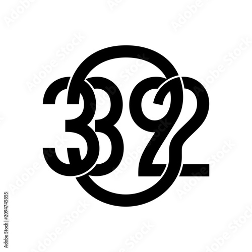 Intertwined Numbers 332 Black Graphic Design