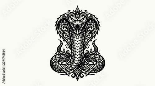 Intricate Cobra Snake Emblem Tattoo Design
