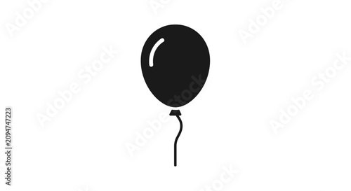 Bild auf Leinwand Minimalist black balloon icon with string on white background.