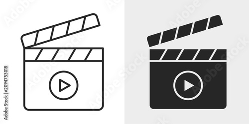 Cinema Clapboard Icon represents filmmaking, video production, and movie creation.
