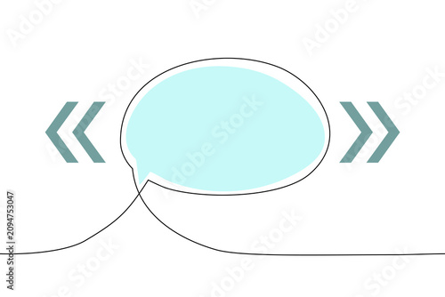 Abstract continuous one line drawing of speech bubble with quotation marks. Communication and quote minimalist vector illustration