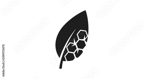 Black leaf with hexagonal pattern design.