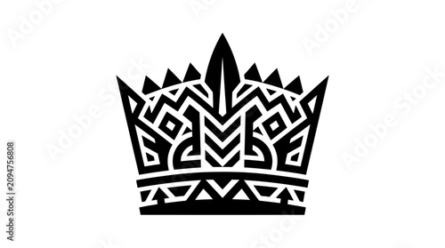 Monarch Crown Symbol Icon Black White Geometric Design