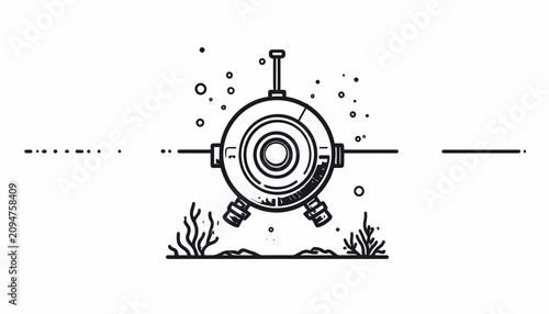 Fotografie Underwater Submarine Exploration Vehicle Diving.