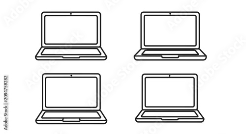 Four Laptop Computer Icons - Simple Outline Design