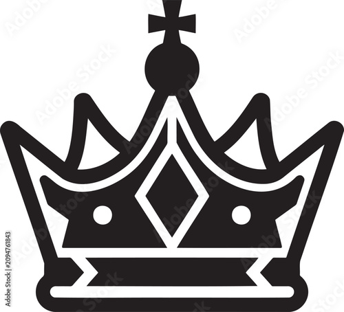 Fotografie Royal crown vector icon king queen majesty symbol imperial headpiece silhouette