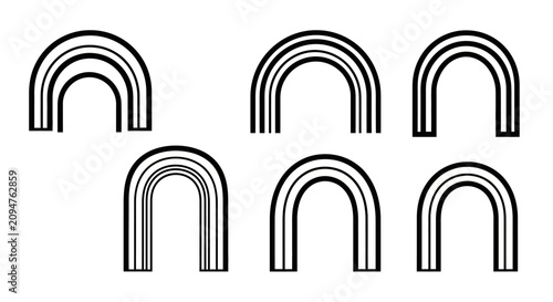 Bild auf Leinwand Abstract Archways Collection: Geometric Shapes, Minimalist Design, Repeated Patt