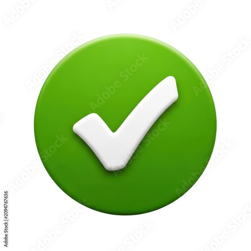 A green circle with a white checkmark symbolizing approval and confirmation.