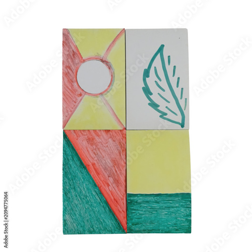 Modern minimalist hand drawn pencil with abstract colorful background