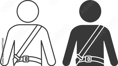 Tableau sur toile Minimalist vector graphic illustration featuring two stylized human figures wear