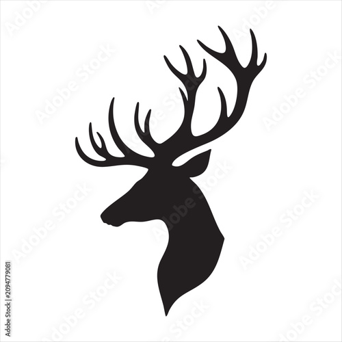 Deer head silhouette against a white background