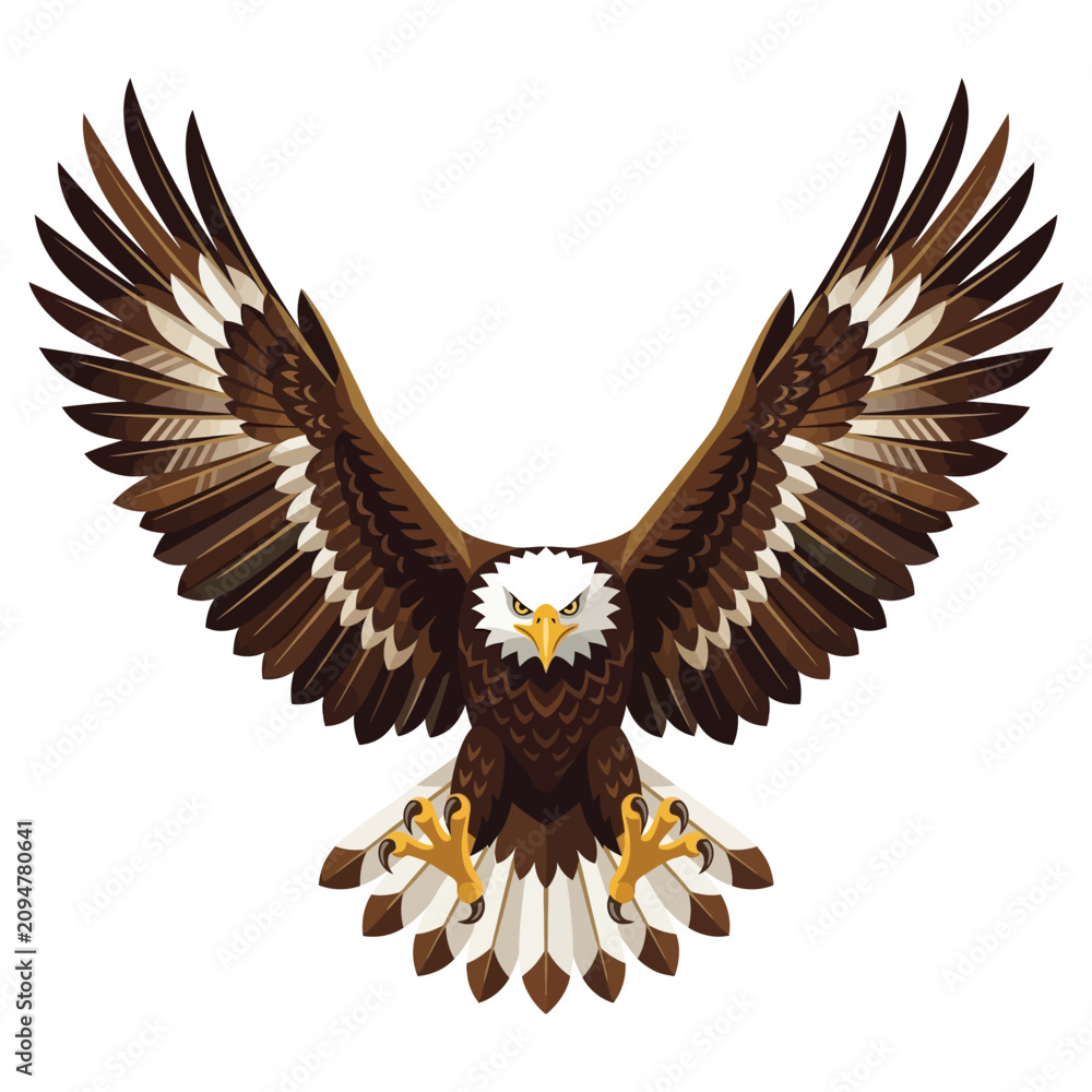 Naklejka premium Majestic Eagle Spreading Wings Vector Illustration